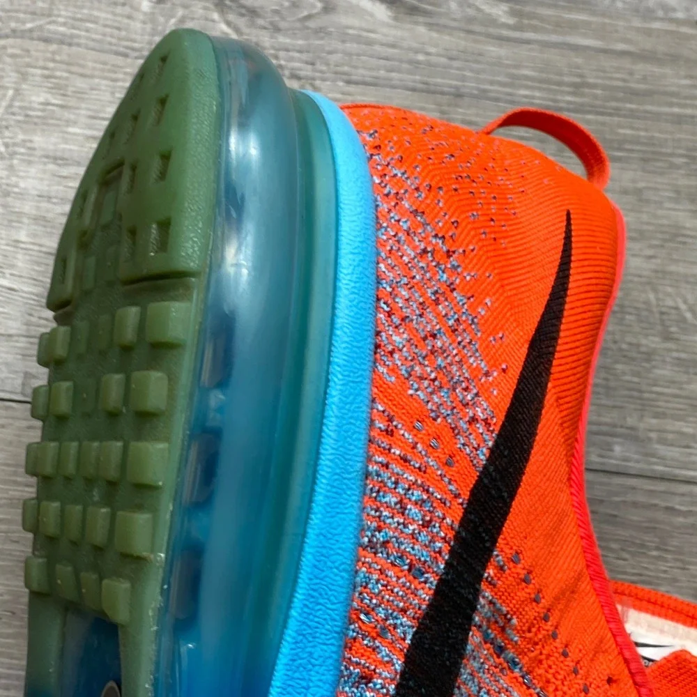 Nike Flyknit Max Running Shoes Mens 13 Orange Blue 620469-600 Air Max 1 of 2